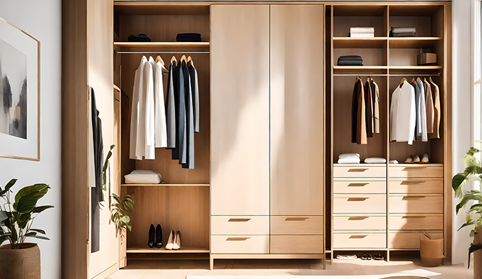 Wooden Veneer Wardrobe- Wardrobe Design for Bedroom
