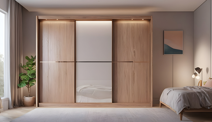 Colour-Blocked Panels - Wardrobe Design for Bedroom