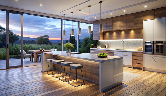 Glass Kitchen Shelves For a Spacious Feel - Kitchen Shelf Design Ideas