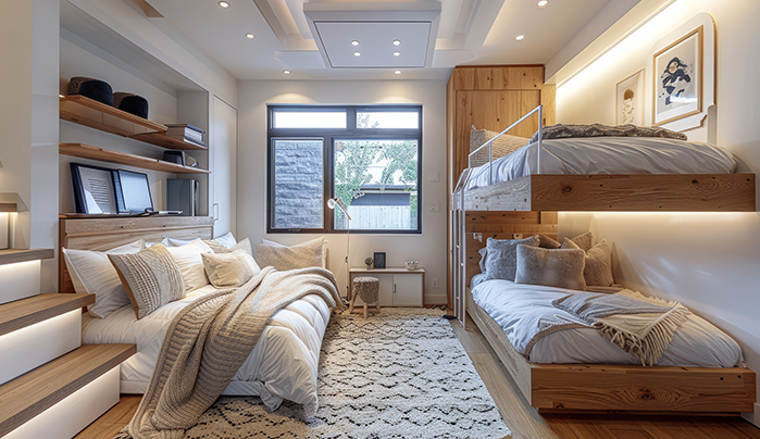 Loft Beds for Extra Floor Space-Small Bedroom Design