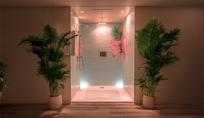 Floral Bathroom Door Design Idea